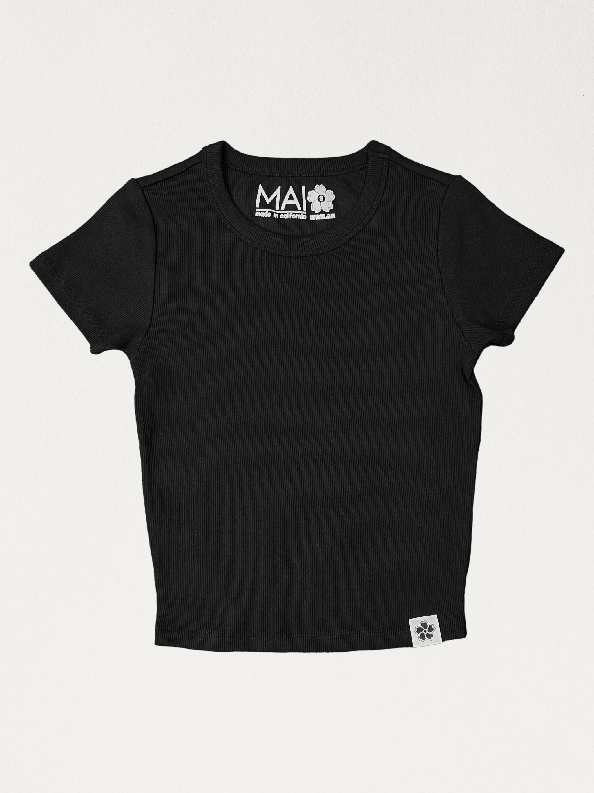 Organic Ribbed BB Tee | Black ❀